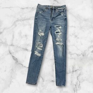 American Eagle Outfitters Blue Skinny Distressed Denim